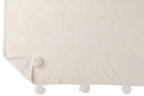 J-Line Plaid Pompon - polyester - crème - 170 x 130 cm