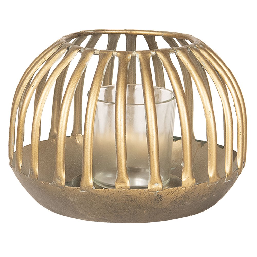 Windlicht Ø 15x10 cm Goudkleurig Metaal Kaarsenhouder
