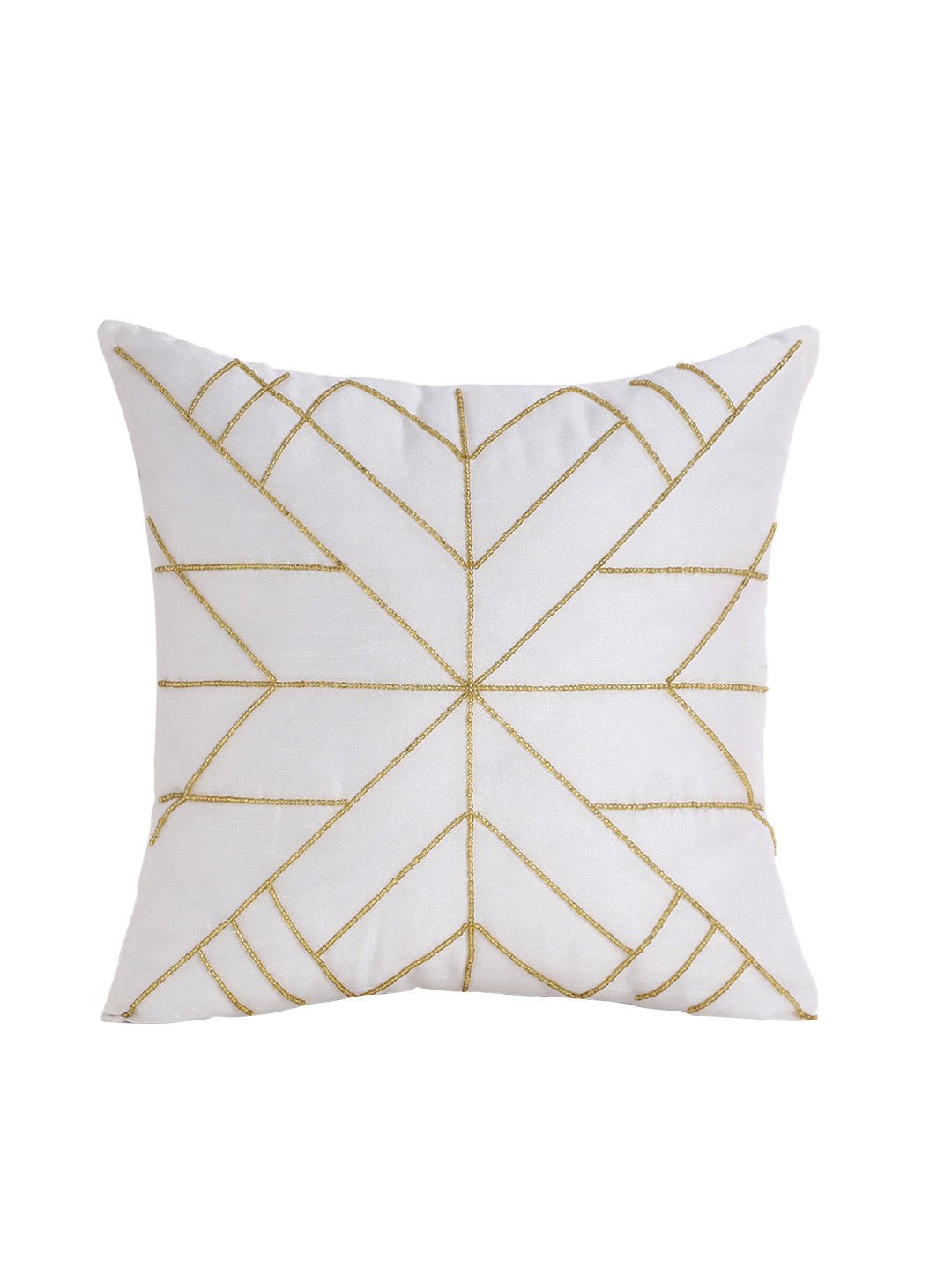 Gebroken wit versierde vierkante kussenhoezen – decoratief accent – ​​40x40 cm – set van 2