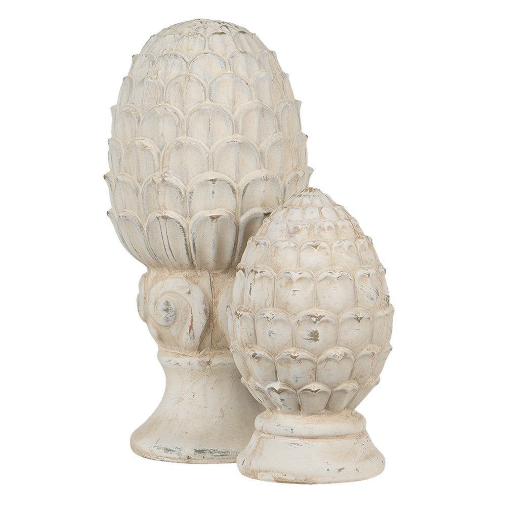 Decoratie Dennenappel Ø 10x18 cm Beige Steen