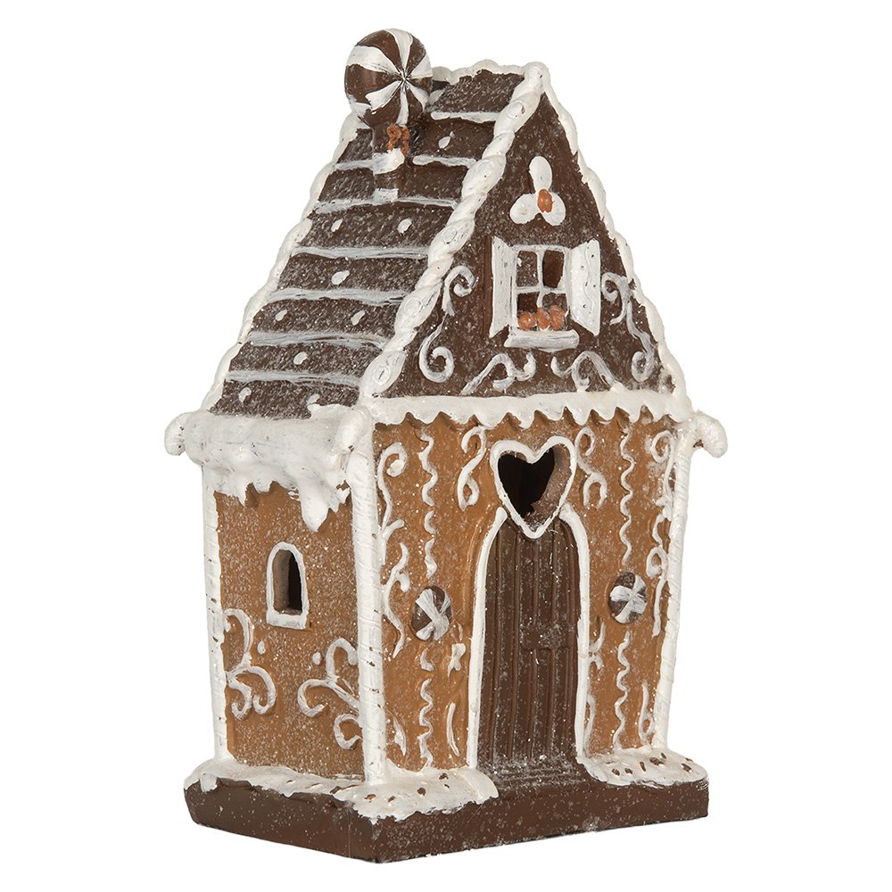 Gingerbread house met LED 14x9x21 cm Bruin Kunststof