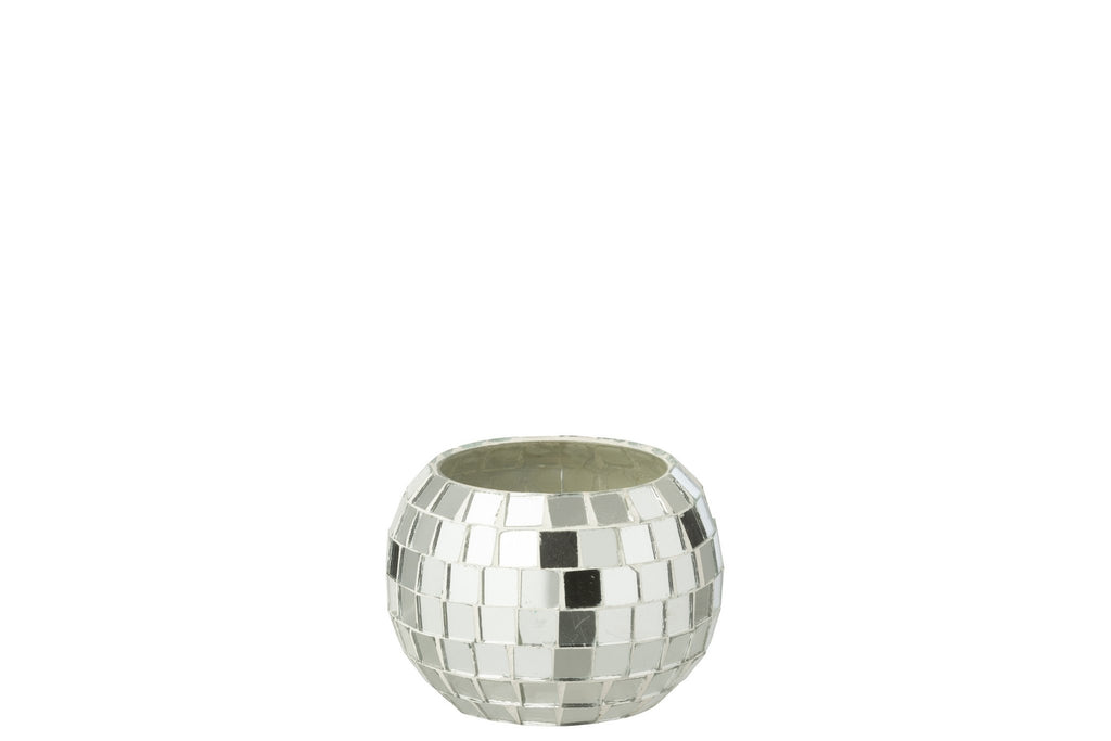 J-Line theelichthouder Mozaïek - glas - zilver