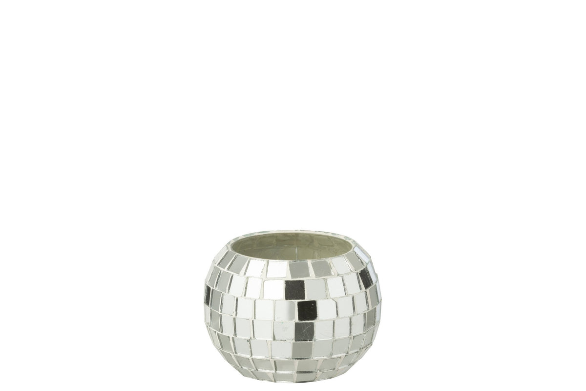 J-Line theelichthouder Mozaïek - glas - zilver