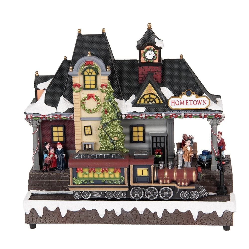 Kerstdecoratie met LED-verlichting en muziek Trein 32x16x30 cm / 3xAA Bruin Kunststof