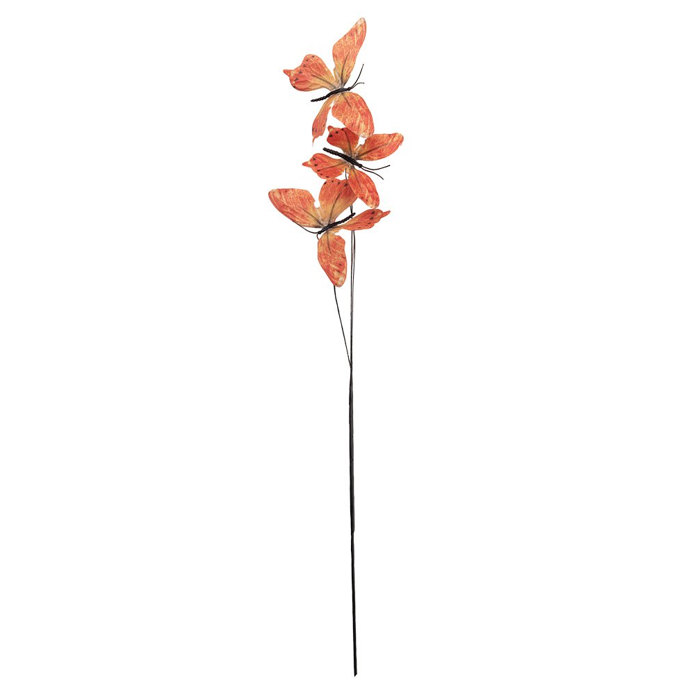 Decoratie Tak Vlinder 10x10x65 cm Oranje Textiel