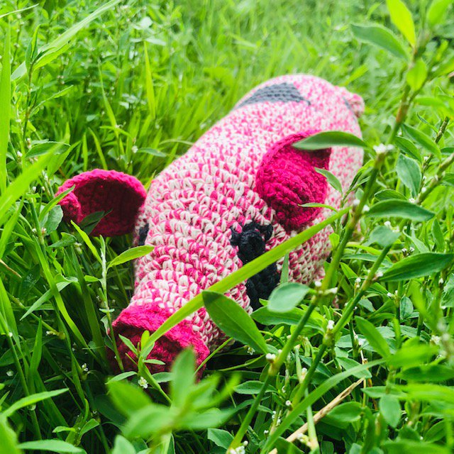 Luna-Leena varken roze - biologisch katoen - hand gehaakt in Nepal