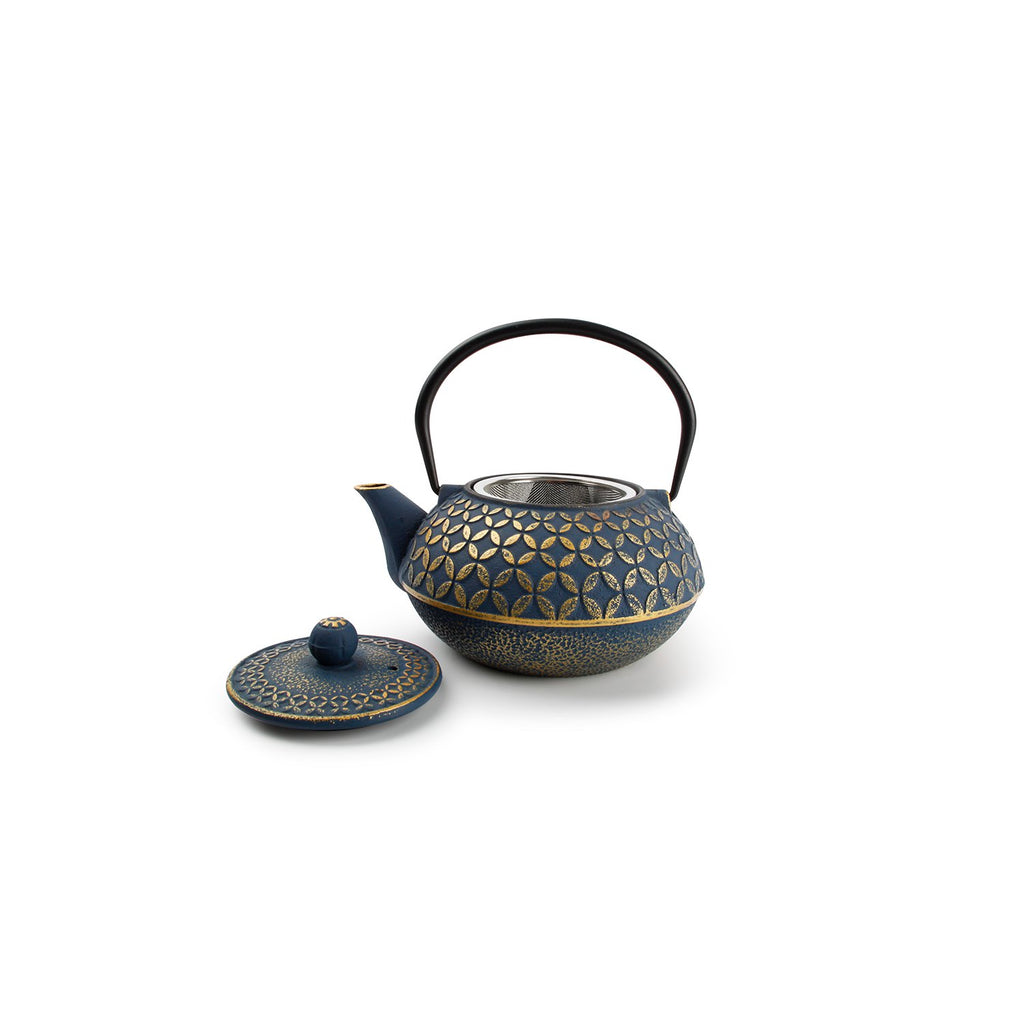 Theepot 80cl bladeren goud/blauw My Tea
