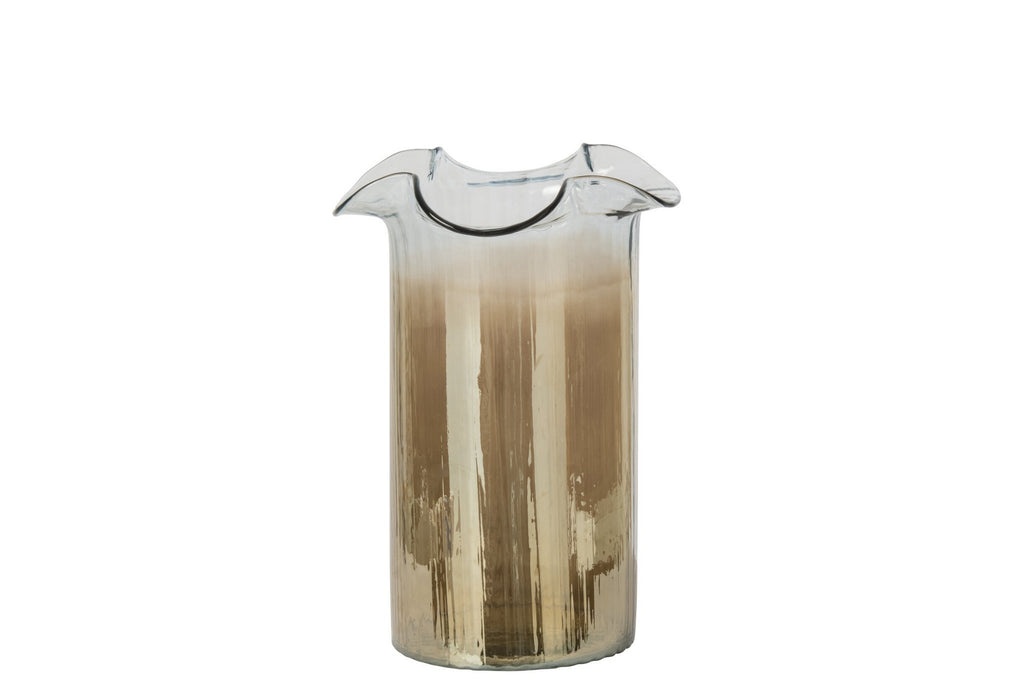 J-Line Gerookte vaas - glas - roest/transparant - medium