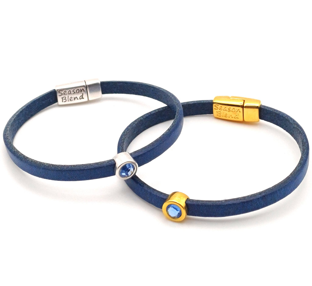 Shorty leren armband Koningsblauw