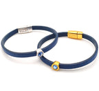 Shorty leren armband Koningsblauw