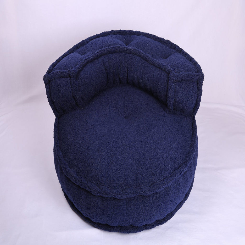 Blauwe Boucle vloerfauteuil – moderne loungezit