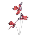 Decoratie Tak Vlinder 10x10x65 cm Rood Textiel