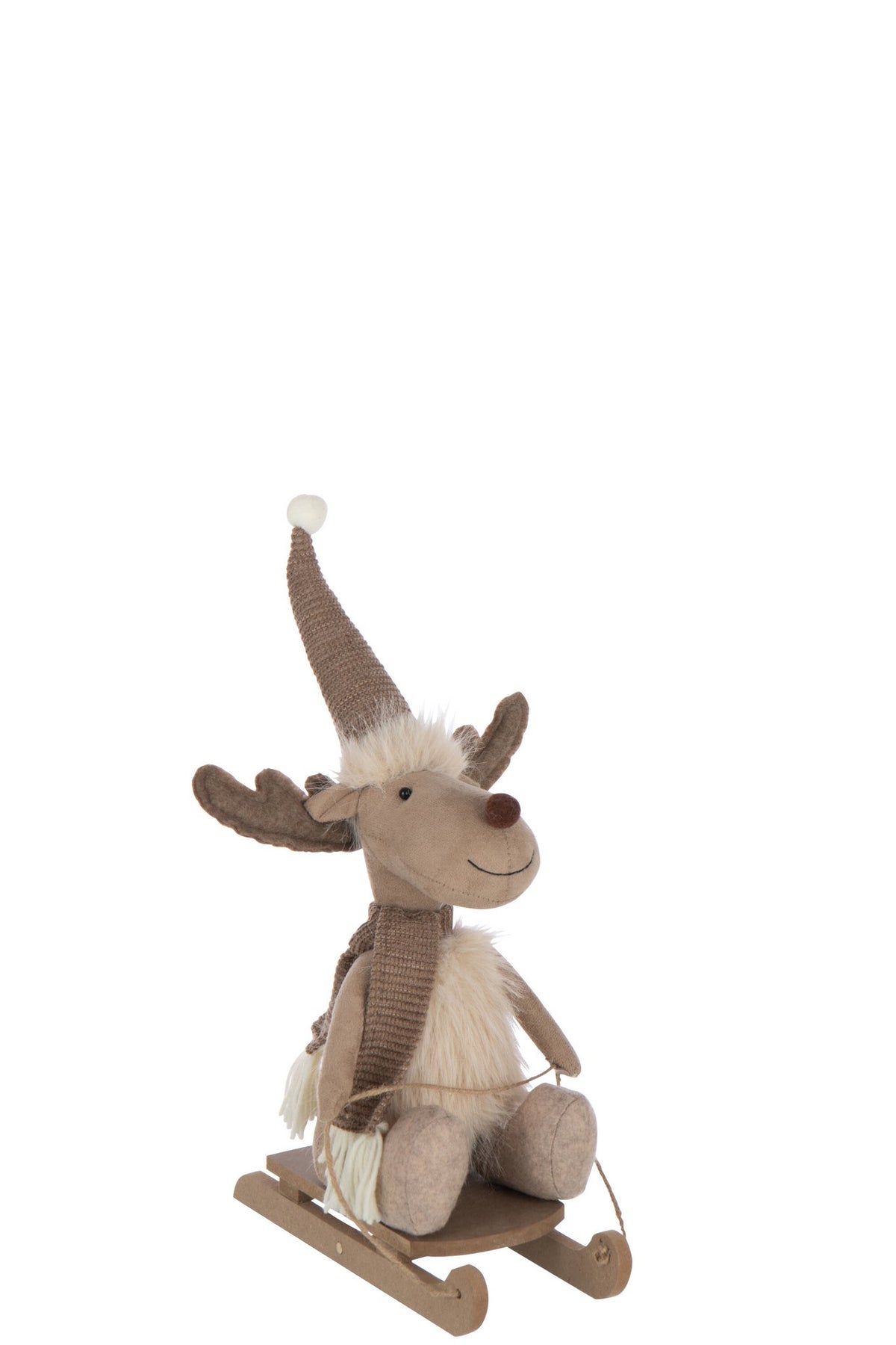 J-Line figuur Eland Sledge - polyester - beige