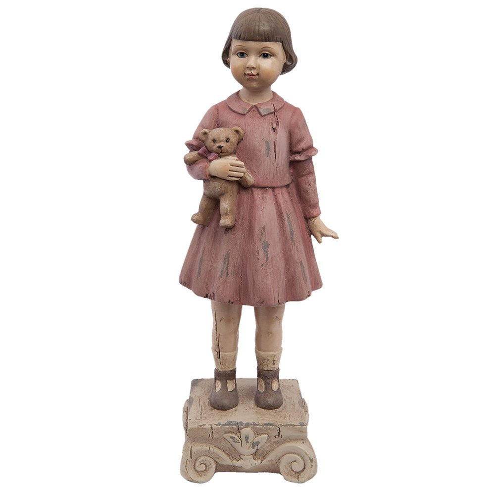 Beeld Meisje 9x7x24 cm Roze Polyresin