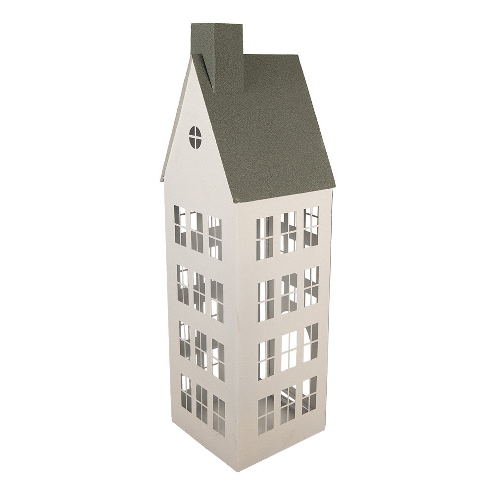 Decoratie Beeld Set van 3 Huis 38x38x142 / 26x26x105 / 18x18x63 cm Wit Metaal