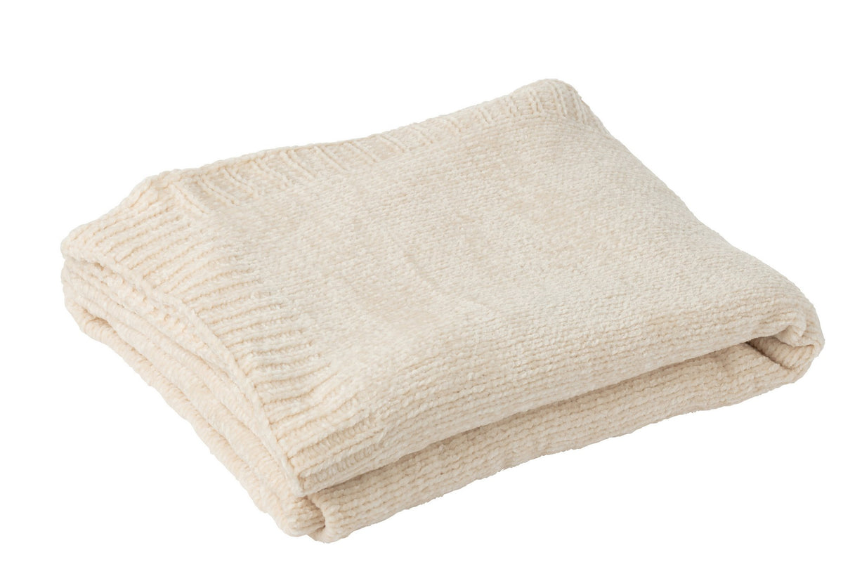 J-Line deken Chenille - polyester - ecru