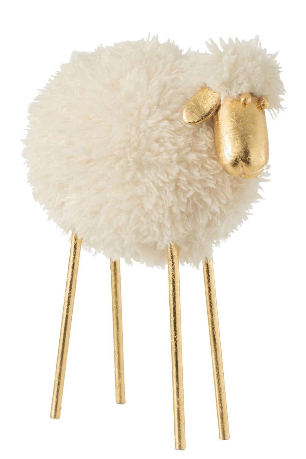 J-Line decoratie Mouton - metaal/polyresin - blanc/or - large