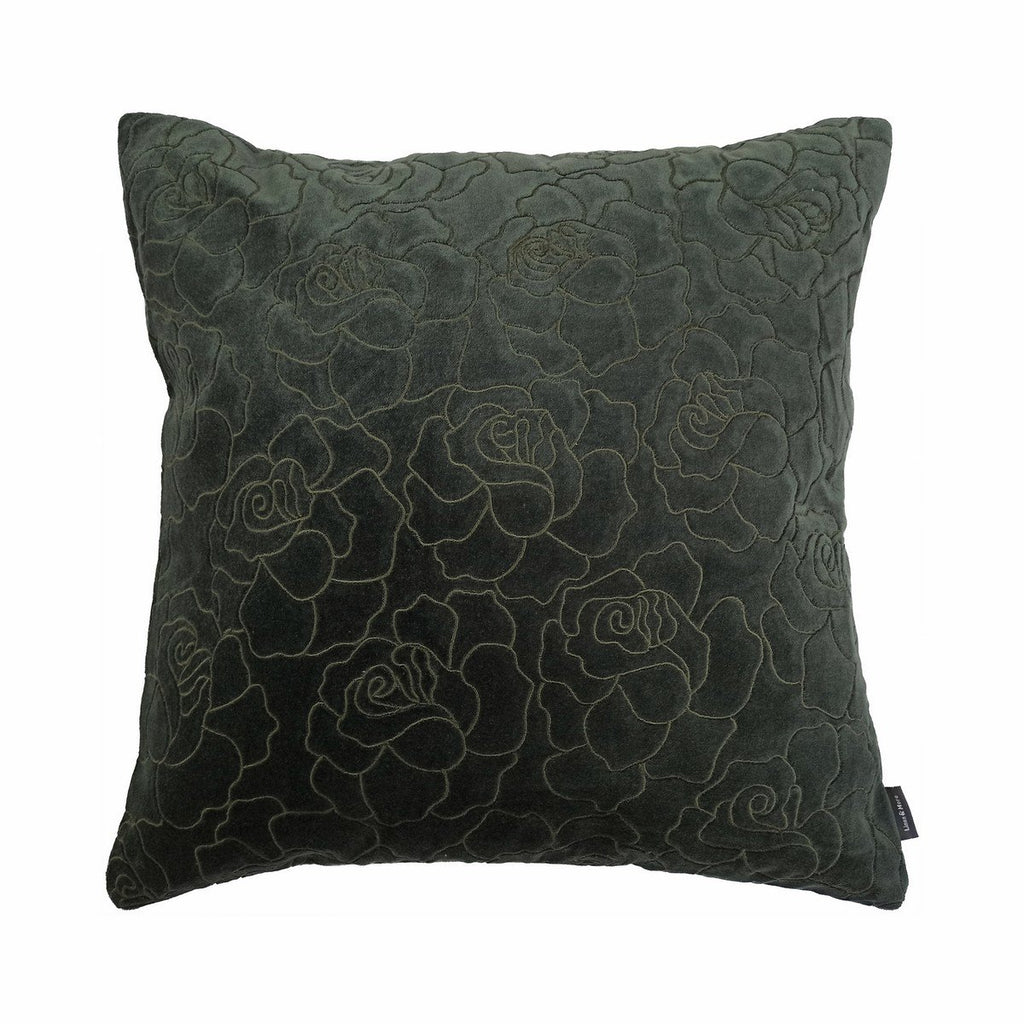 Roos Borduurkussen groen 45x45cm