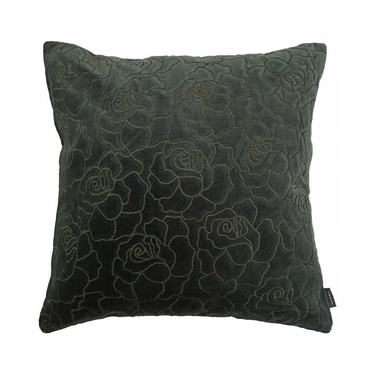 Roos Borduurkussen groen 45x45cm