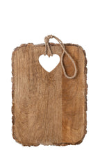 J-Line Snijplank met hart en schors - mangohout - naturel - medium