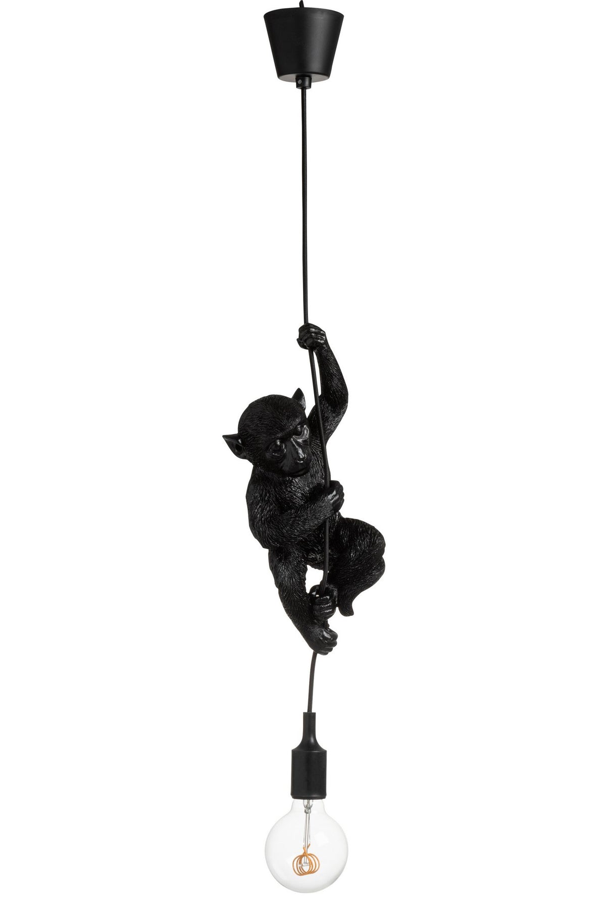 J-Line Lamp Aap Hangend Polyresin Zwart