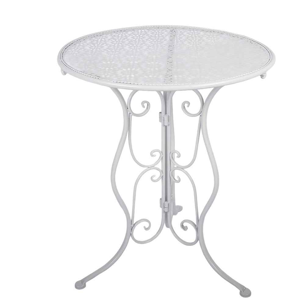 Bistroset Bistrotafel Bistrostoel 3-delig Ø 60x70 / 50x40x93 cm Wit Metaal