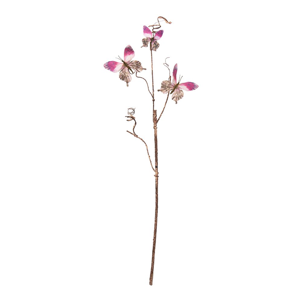 Decoratie Tak 85 cm Roze Metaal Vlinders