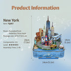 Tonecheer, Muziekdoosje, DIY 3D Houten Puzzel, New York, TQ067, 14x14x19cm