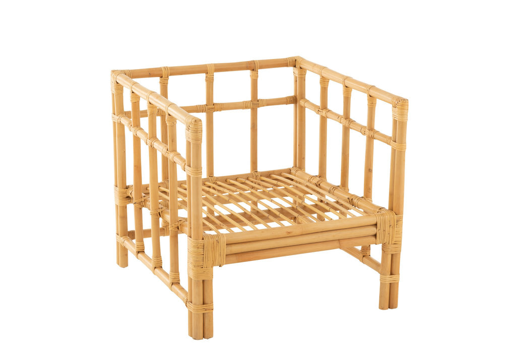 J-Line armstoel Elise + Kkussen - rotan/textiel - naturel/wit