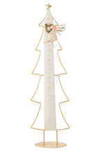 J-Line Ledkerstboom met adventskalender - metaal - wit/goud
