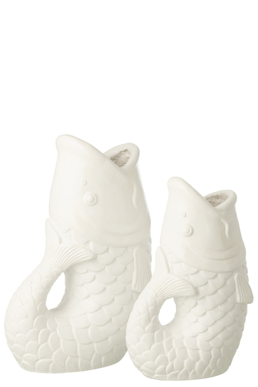 J-Line bloempot Vis - polyresin - wit - L