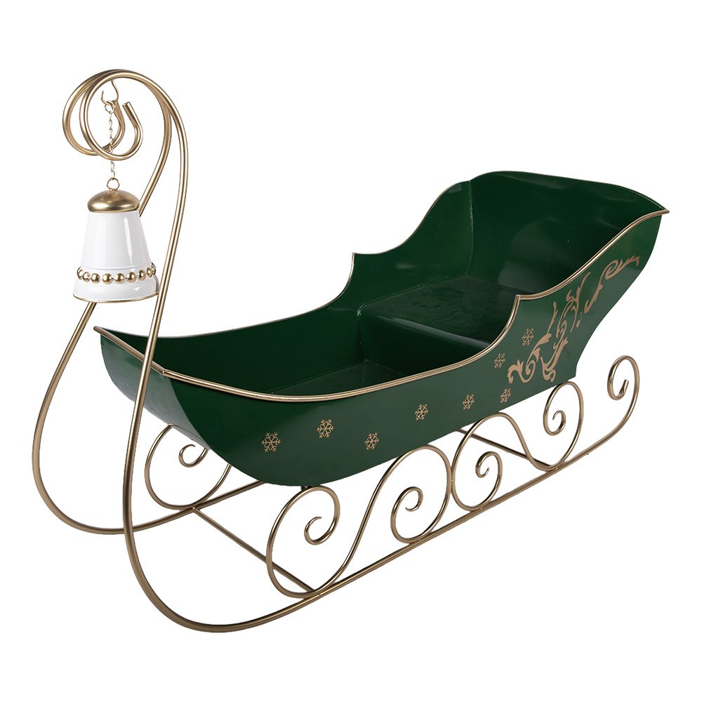 Kerstdecoratie Beeld Slee 141x60x92 cm Groen Metaal