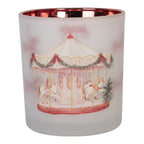 Waxinelichthouder Ø 7x8 cm Wit Glas Kerst