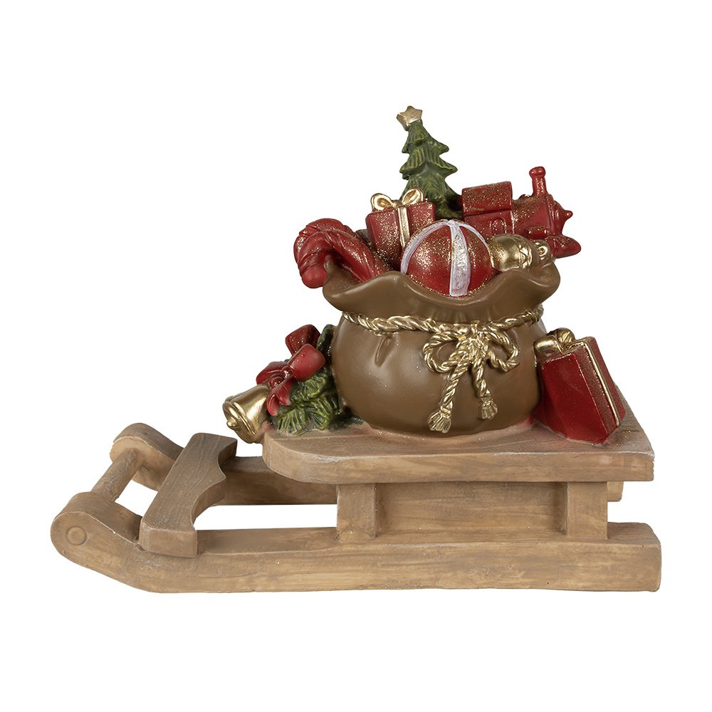 Beeld Slee 38x16x29 cm Bruin Polyresin Kerstdecoratie