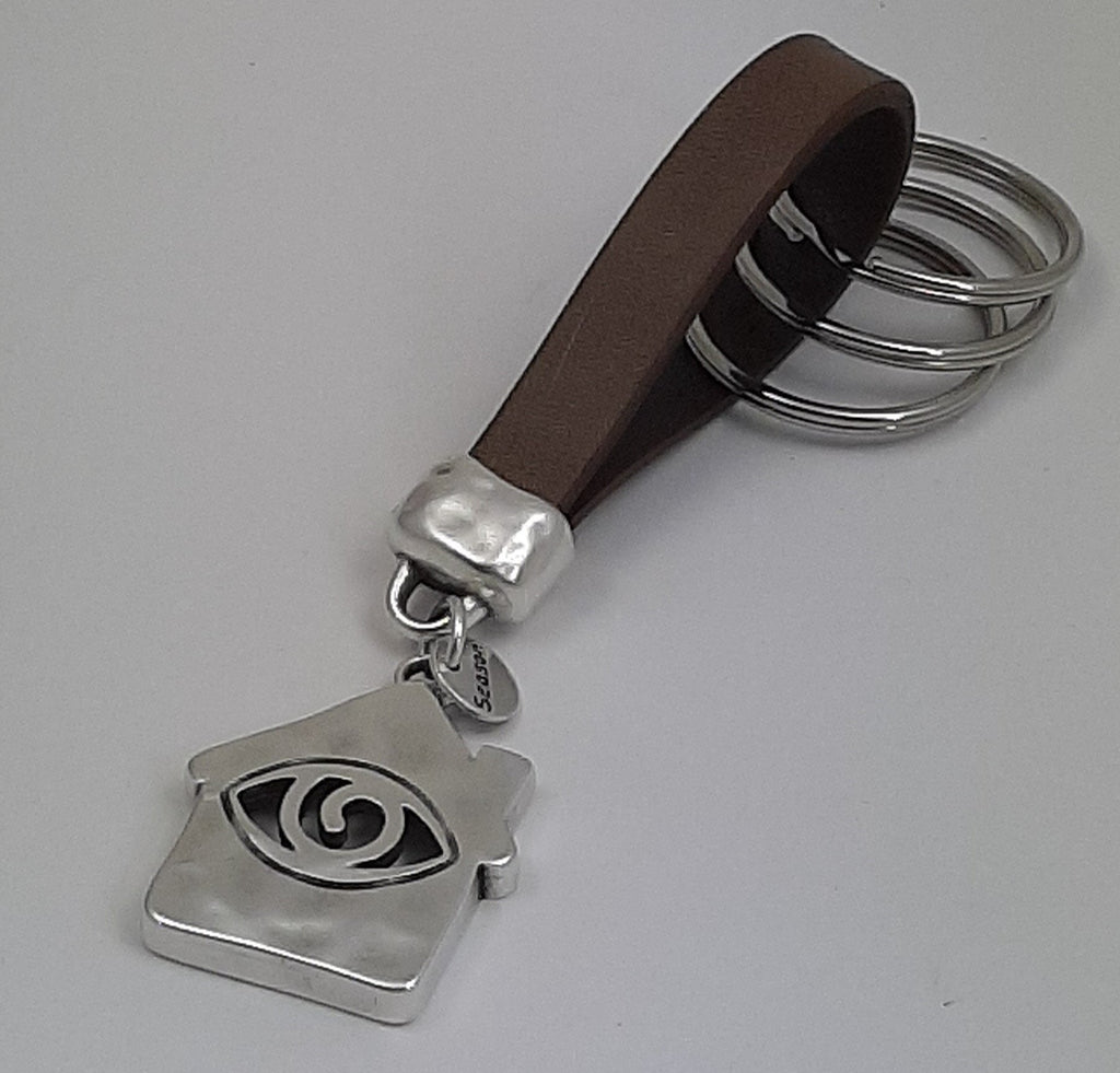 Sleutelhanger van leer Happy Home met Eye
