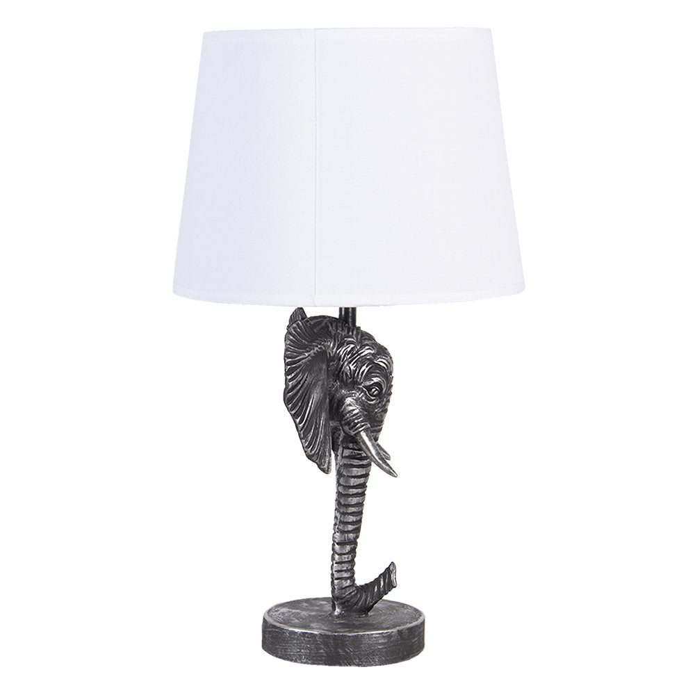 Tafellamp Olifant 23x23x41 cm Zwart Wit Polyresin Bureaulamp