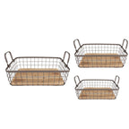 Opbergmand Set van 3 38x28x11 cm Grijs Bruin IJzer Mand