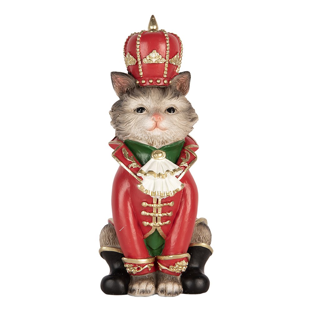 Kerstdecoratie Beeld Kat 8x11x21 cm Grijs Kunststof