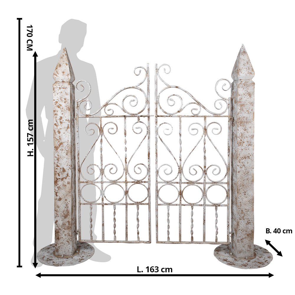 Tuinpoort 163x40x157 cm Wit Bruin Metaal