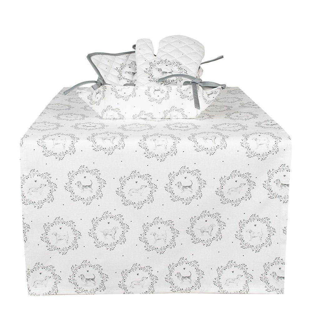 Broodmand 35x35x8 cm Wit Grijs Katoen Hond