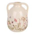 Vaas Ø 14x18 cm Beige Roze Keramiek Bloemen