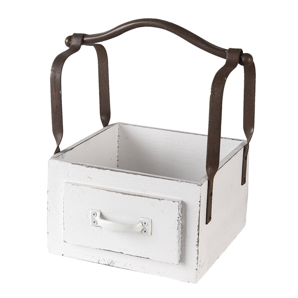 Mand 24x19x28 cm Wit Hout Bakje