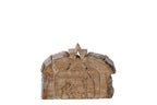 J-Line Kerststal met schors - mangohout - naturel/donkergroen - small