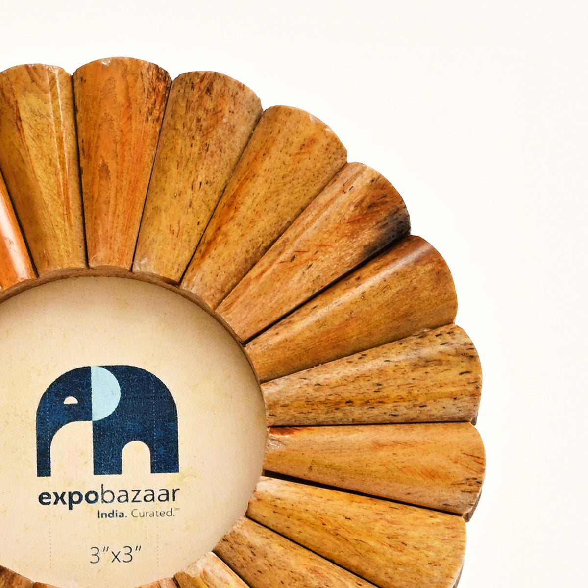 Zonnebloem ronde fotolijst - bruin - decoratief ontwerp