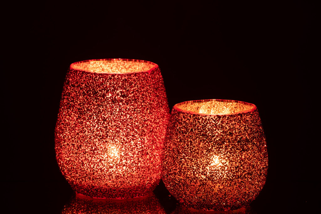 J-Line theelichthouder - glas - rood - L