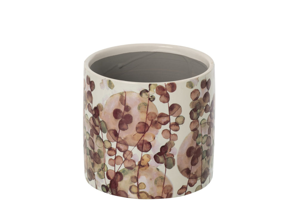 J-Line Bloempot - keramiek - donkerrood/wit - medium