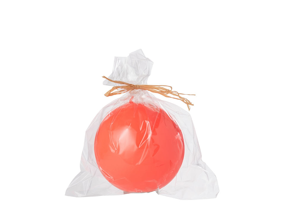 J-Line Kaars Bol Wax Fluo Rood - 30 Uur