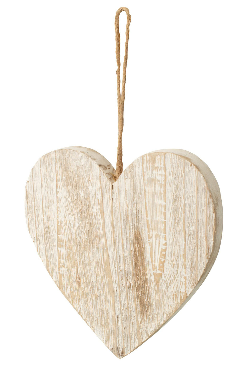 J-Line Hangend hart - hout - gebroken wit - L