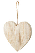 J-Line Hangend hart - hout - gebroken wit - L