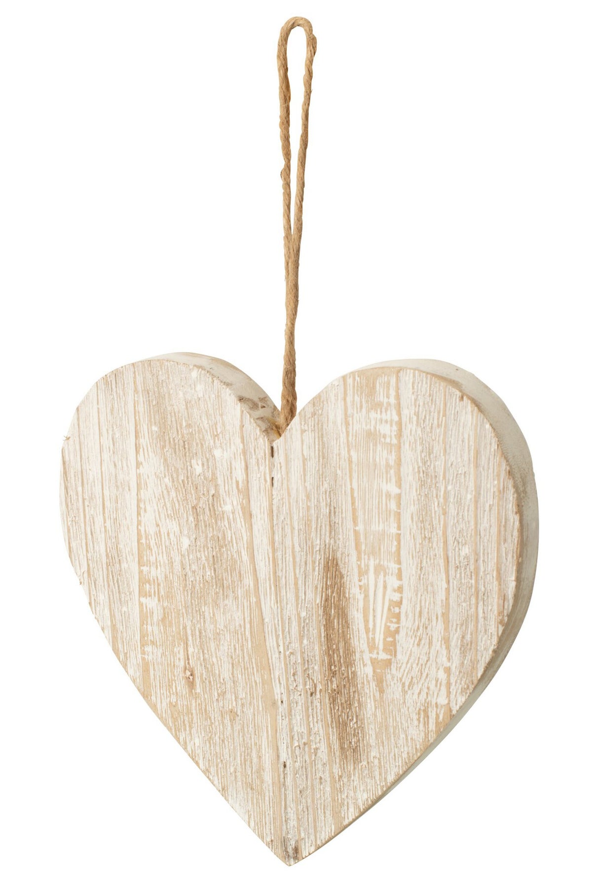 J-Line Hangend hart - hout - gebroken wit - L